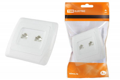 Розетка двойная телефонная RJ11  белая "Онега" TDM Electric, SQ1805-0021