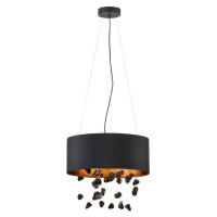 39845 Светод. подвес ESCUELA, 3х16W(E27), ?530, H1500, сталь, черный/текстиль, стекло, черный, прозр