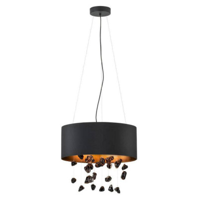 39845 Светод. подвес ESCUELA, 3х16W(E27), ?530, H1500, сталь, черный/текстиль, стекло, черный, прозр