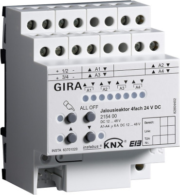 215400 Gira Уст-во управ жал-и  4-кан, 24V DC KNX/EIB REG