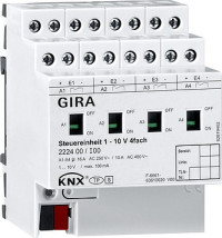 222400 Gira Модуль управления KNX 1 – 10 В, 4-местный с ручным управлением 222400 Gira Модуль управления KNX 1 – 10 В, 4-местный с ручным управлением