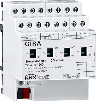 222400 Gira Модуль управления KNX 1 – 10 В, 4-местный с ручным управлением