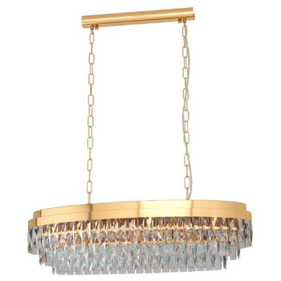 39462 Подвес VALPARAISO, 10х40W(E14), L900, B300, H1100, сталь, золото/хрусталь, прозрачный