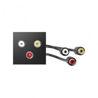 Simon 400 Черный Модуль с адаптером, проходной 3xRCA мама/мама, 40001193-038