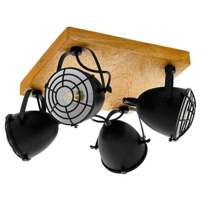 49079 Спот GATEBECK, 4х40W (E14), L300, B300, H205, дерево, натуральный/сталь, черный