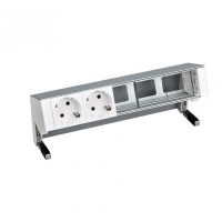 Simon 400 Алюминий Настольный розеточный блок, 2x2P+E, 3 пустых модуля, 42502000-133