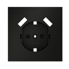 Накладка для розетки с заземлением и защитными шторками, с USB A+A, S70 (черный матовый), VLS000908