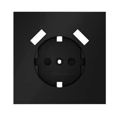 Накладка для розетки с заземлением и защитными шторками, с USB A+A, S70 (черный матовый), VLS000908