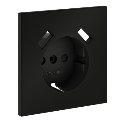 Накладка для розетки с заземлением и защитными шторками, с USB A+A, S70 (черный матовый), VLS000908