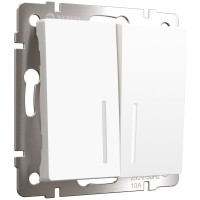 Werkel W1122161/ Выключатель двухклавишный проходной с подсветкой (белый матовый), a062402