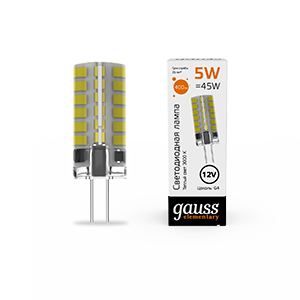 Gauss Лампа Elementary G4 12V 5W 400lm 3000K силикон LED 1/20/200, 18715