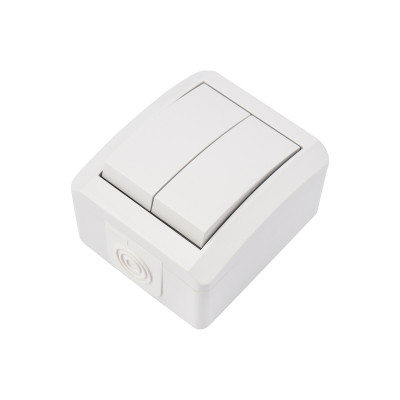 Выключатель двухклавишный INDUSTRIAL IP54 о/у, белый KRANZ, KR-78-0832