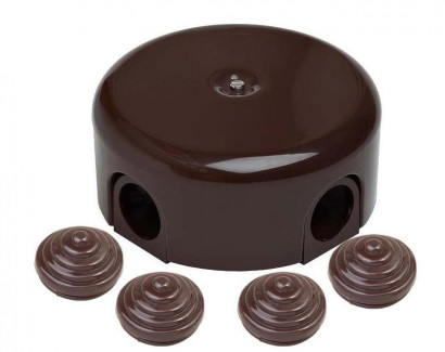 Bironi Распределительная коробка 110мм, пластик, цвет коричневый (4 кабельных ввода в комплекте), B1-522-22-K