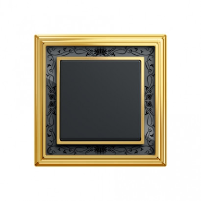 ABB Выключатель 1-клавишный, цвет анрацит - Латунь полированная, черная роспись, серия Династия