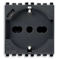 Vimar Розетка 2P+T 16A универсальная + USB-C зарядка 5В 3А серая, 20210.USB Vimar Розетка 2P+T 16A универсальная + USB-C зарядка 5В 3А серая, 20210.USB