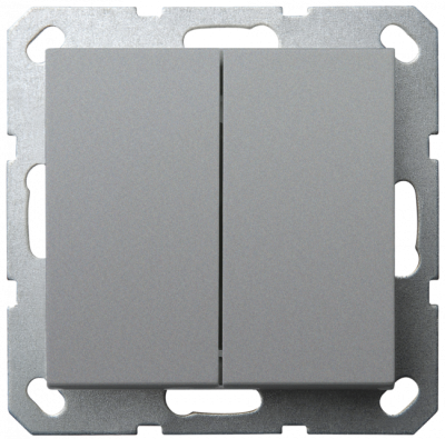 Выключатель Перекрестный  2х клавишный 10А, 250В, цвет алюминий, G3014S, Jasmart