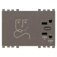 Vimar Розетка для электробритв с разделительным тр-ром, Metal, 19290.M