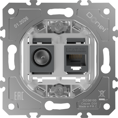 Donel D16  Механизм розетки RJ45/TV cat.5,ClassE-8/0-2400 МГц, DO36100
