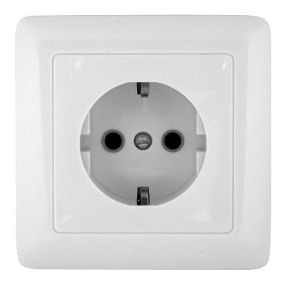 ХИТ С/У РОЗЕТКА с заземлением без шторок 16А, 250В, БЕЛЫЙ. Россия