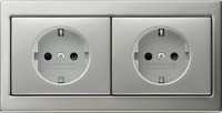 Berker Розетка 2к+З, двойная, нержавеющая сталь, серия K.5