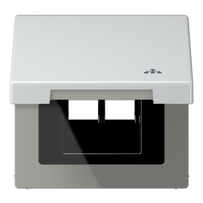 Накладка и крышка для двойных UAE розеток с символом "сеть"; металл; алюминий, AL2990KLLAN