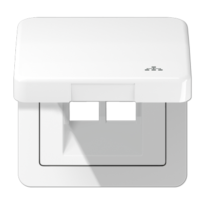 Накладка и крышка для двойных UAE розеток с символом "сеть"; термопласт; белый, CD590KLLANWW