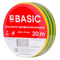 Изолента класс А (0,18х19мм) (20м.) желто-зеленая EKF Basic