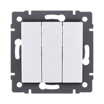 Выключатель 3-клавишный 10А/250В, изогнутый, белый Kollinger REA-R-012WH для Aspekt, Eleganz, Reflex