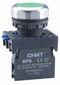 Кнопка управления NP8-01BND/4 1НЗ красная AC110В-220В(LED) IP65 (R), Chint, 667247