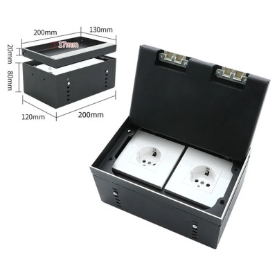 Люк напольный на 2 модуля (горизонт.), металлический, h=100мм, крышка с углублением 17 мм, TIMIUX, нержавеющая сталь, EU2GH100U ST