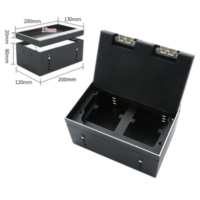 Люк напольный на 2 модуля (горизонт.), металлический, h=100мм, крышка с углублением 17 мм, TIMIUX, нержавеющая сталь, EU2GH100U ST