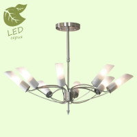 LUSSOLE LANO Люстра потолочная, цвет основания - матовый никель, плафон - стекло (цвет - белый), 8x7W E14, GRLSA-2813-08