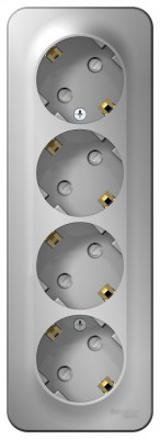 BLANCA О/У РОЗЕТКА 4-я с заземл. со шторк. ИЗОЛ.ПЛ.,16А, 250В, АЛЮМИНИЙ