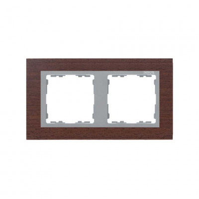 Simon S82N Рамка 2-ная, венге - алюминий (дерево), 82927-65