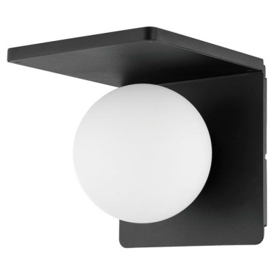 98265 Бра CIGLIE, 1х40W (E14), L180, H180, A210, литой алюминий, черный/опаловое стекло, белый