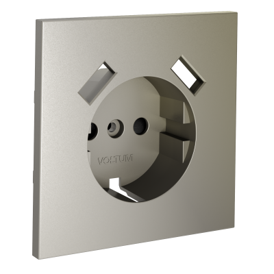 Накладка для розетки с заземлением и защитными шторками, с USB A+A, S70 (шелк), VLS000904