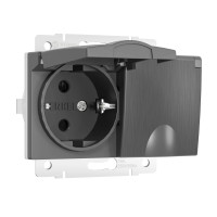 Werkel W1172204/ Розетка двойная влагозащ. с зазем. с защит. крышками и шторками (графит рифленый), a057291 Werkel W1172204/ Розетка двойная влагозащ. с зазем. с защит. крышками и шторками (графит рифленый), a057291