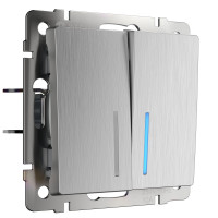 Werkel W1120109/ Выключатель двухклавишный с подсветкой (cеребряный рифленый), a051356