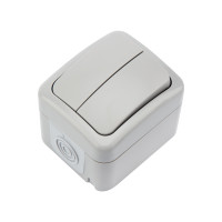 Выключатель двухклавишный Mini OG IP54 о/у, серый KRANZ, KR-78-0833