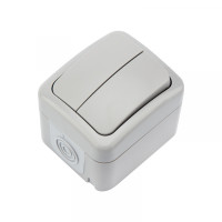 Выключатель двухклавишный Mini OG IP54 о/у, серый KRANZ, KR-78-0833
