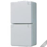 Штепсельная розетка SCHUKO для накладного монтажа двойная, с полем для надписи IP44, 622WW