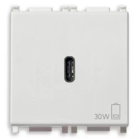 Vimar Зарядное устройство, поддерживающее быструю зарядку, с разъемом USB-C 30W, 2 модуля, белое, 14298