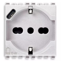 Vimar Розетка 2P+T 16A универсальная + USB-C зарядка 5В 3А белая, 20210.USB.B Vimar Розетка 2P+T 16A универсальная + USB-C зарядка 5В 3А белая, 20210.USB.B