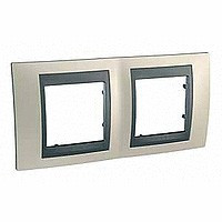 MGU66.004.295 - UNICA TOP РАМКА 2-постовая, горизонтальная, ГРАФИТ/ОПАЛ