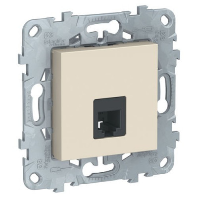 Unica New Розетка телефонная, RJ11, одиночная, 4 контакта, беж.