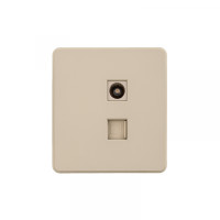 KRANZ ROUND Розетка компьютерная RJ45 кат6 + TV с/у шелк, с 1-пост. рамкой, KR-78-0722-7