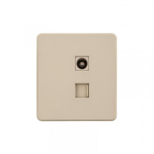 KRANZ ROUND Розетка компьютерная RJ45 кат6 + TV с/у шелк, с 1-пост. рамкой, KR-78-0722-7
