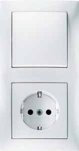 Berker Выключатель 1-клавишный с розеткой 2к+з, матовый белый, серия S.1