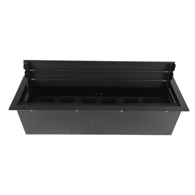 Donel Настольный встраиваемый розеточный блок с откидной крышкой 12 мод. (6 мод. 45х45), черный, DDSB12HLB