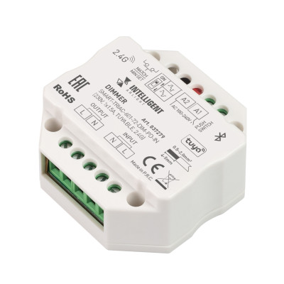 INTELLIGENT ARLIGHT Диммер SMART-TRIAC-601-72-DIM-PD-IN (230V, 1x1.5A, TUYA BLE, 2.4G) (IARL, IP20 Пластик, 5 лет), 037279